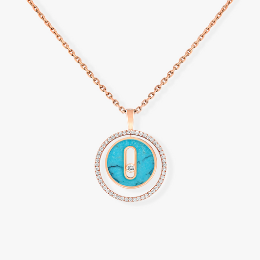 [Sprite Jewelry]LUCKY MOVE 1 DIAMOND TURQUOISE PINK GOLD DIAMOND NECKLACE