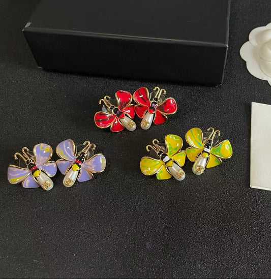 [Sprite Jewelry] Ladybug Enamel & Faux Pearl Clip-On Earrings