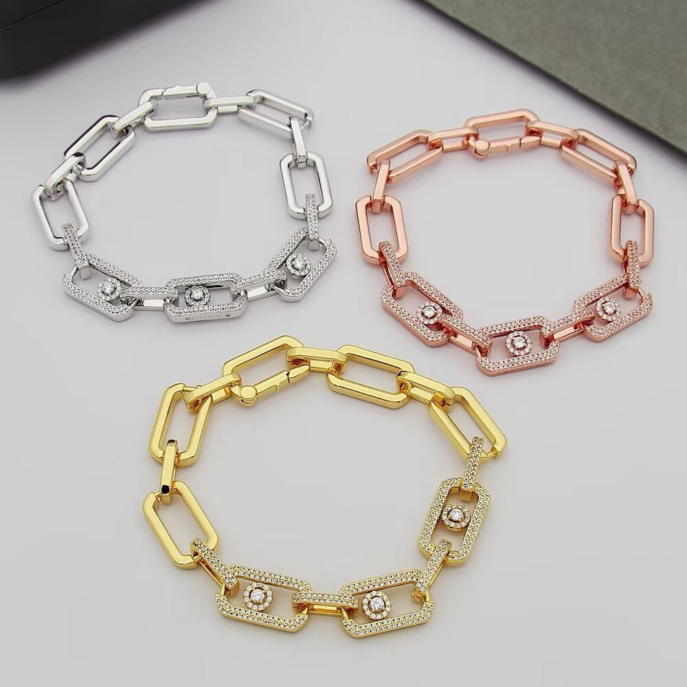 [Sprite Jewelry]Large Full Diamond Unisex Sliding Bracelet with Moissanite