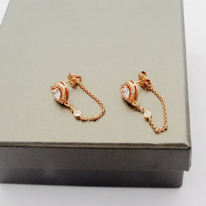 [Sprite Jewelry]My Twin Heart Chain Earrings