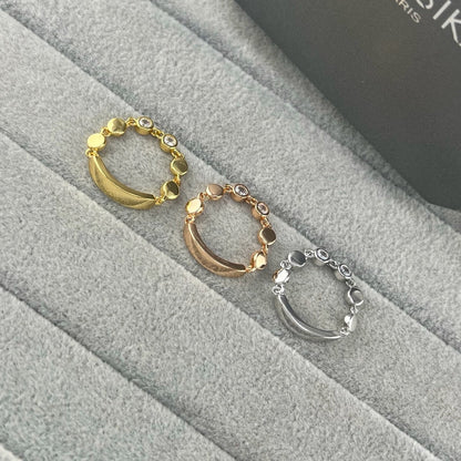 [Sprite Jewelry]Move Link Chain Ring with Two Moving Diamonds