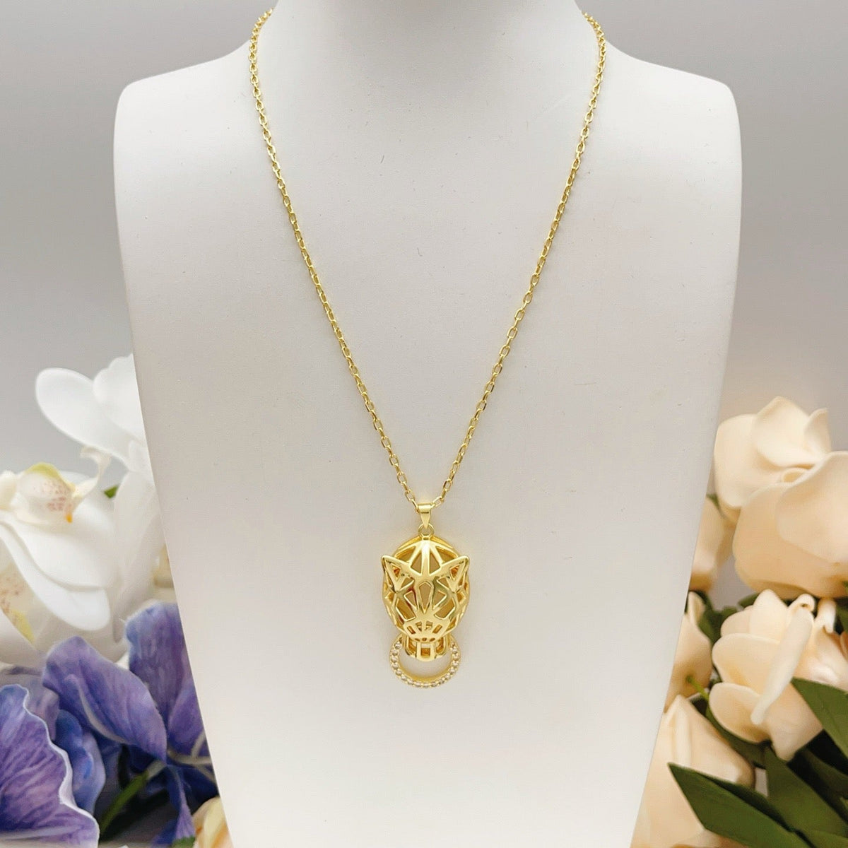 ¡®SpriteJewelry¡¯Openwork Panther‑Head Doorknocker Necklace