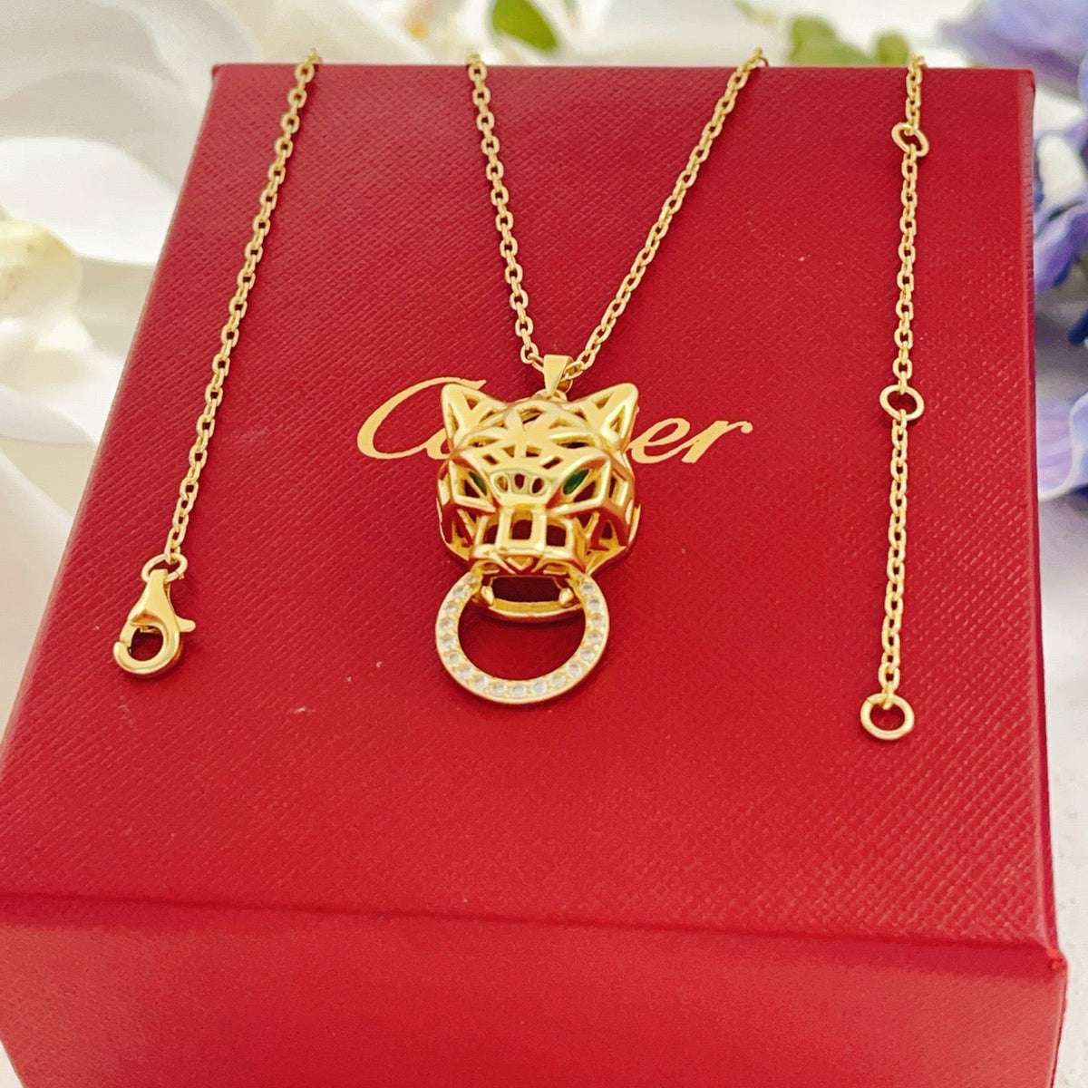 ¡®SpriteJewelry¡¯Openwork Panther‑Head Doorknocker Necklace