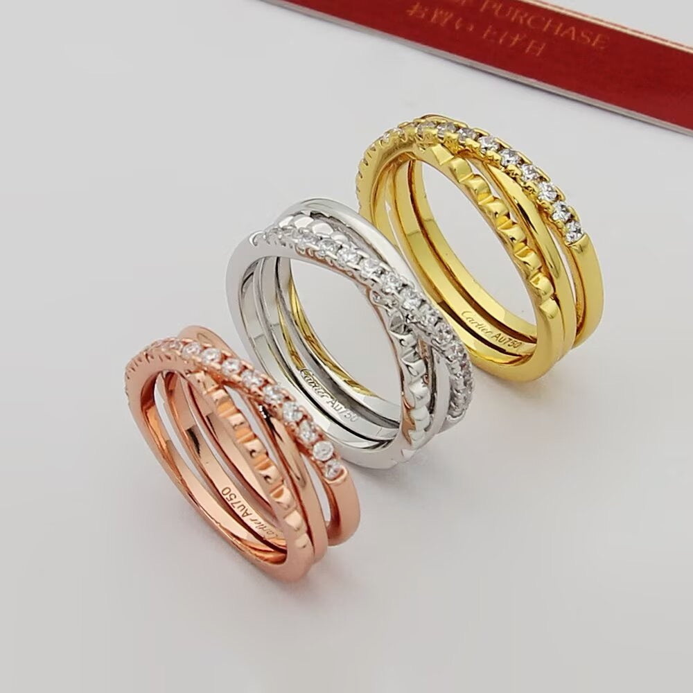 ¡®SpriteJewelry¡¯Interlocking Three‑Band Half‑Diamond Ring