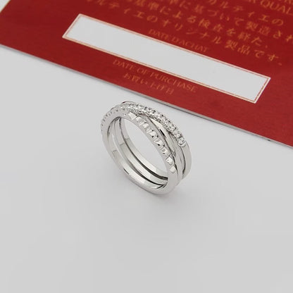 ¡®SpriteJewelry¡¯Interlocking Three‑Band Half‑Diamond Ring