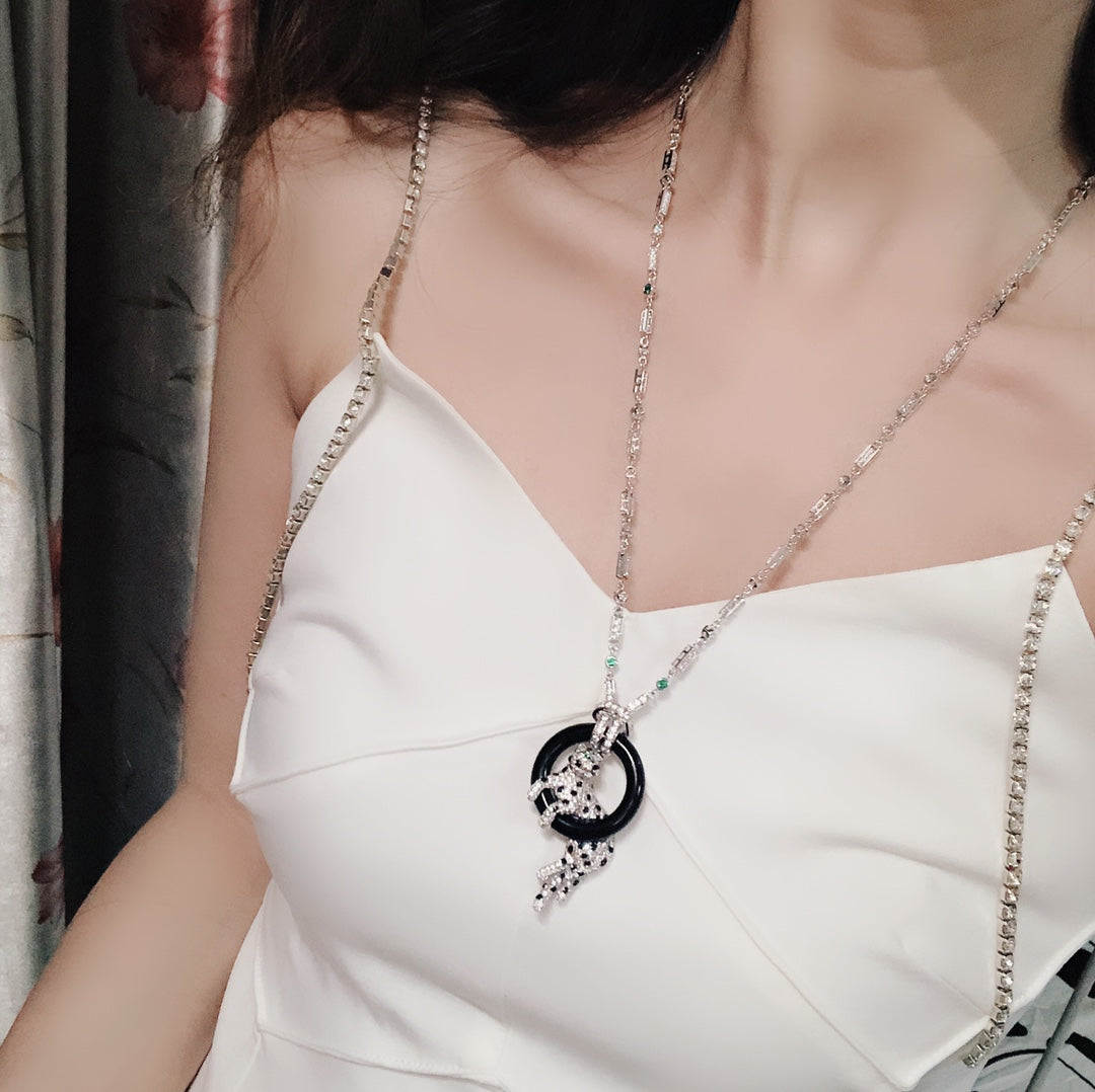¡®Sprite Jewelry¡¯Pave Panther Circle Pendant Necklace