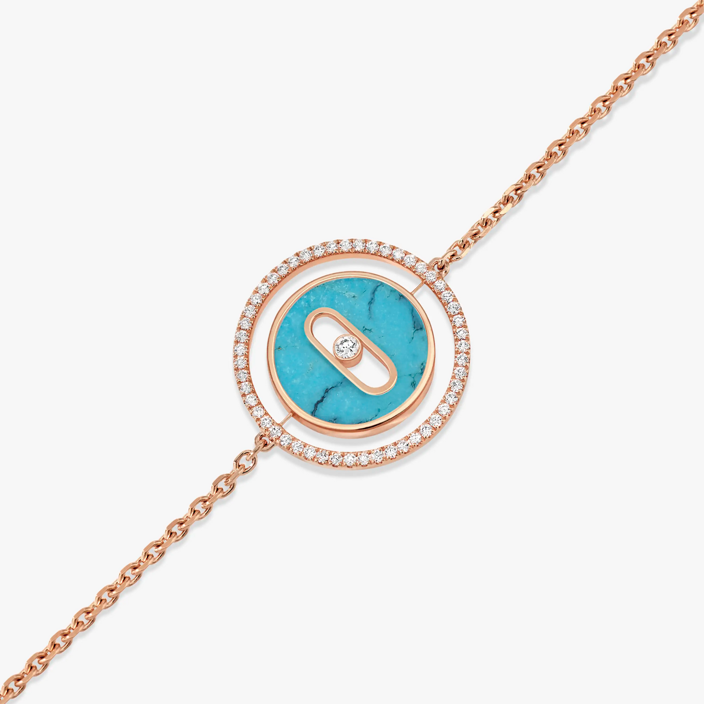 [Sprite Jewelry]LUCKY MOVE TURQUOISE PINK GOLD DIAMOND BRACELET(Adjustable)