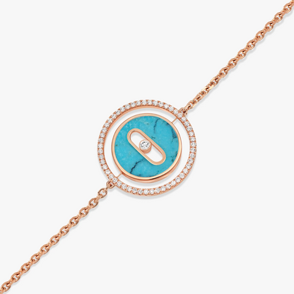 [Sprite Jewelry]LUCKY MOVE TURQUOISE PINK GOLD DIAMOND BRACELET(Adjustable)
