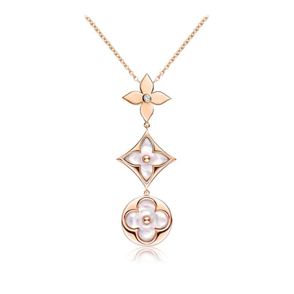 ¡®Sprite Jewelry¡¯COLOR BLOSSOM LARIAT NECKLACE PINK GOLD WHITE MOTHER PEARL AND DIAMOND