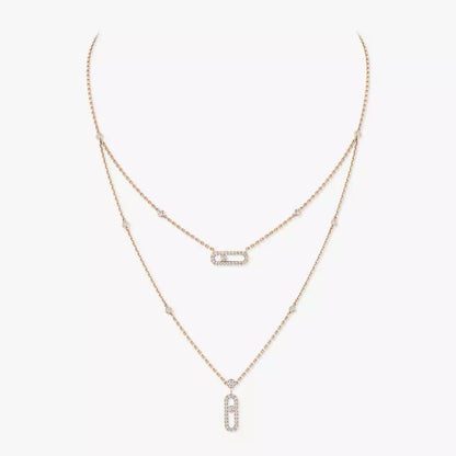 [Sprite Jewelry]2 Rows Rose Gold Diamond Pave_ Necklace Move Uno